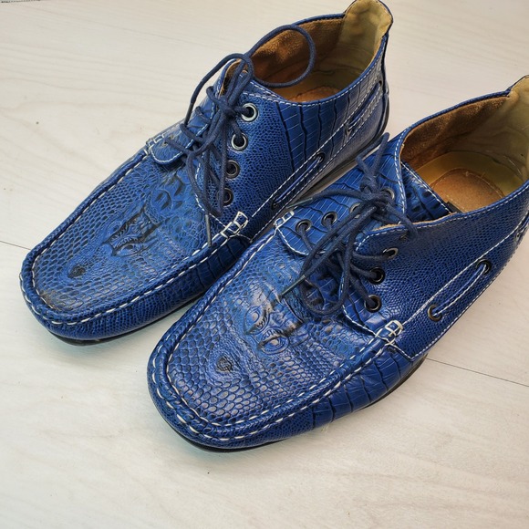 Saminto Laurenzini‎ Mens Blue Crocodile Embossed Leather Size 9.5 Italy main image 6
